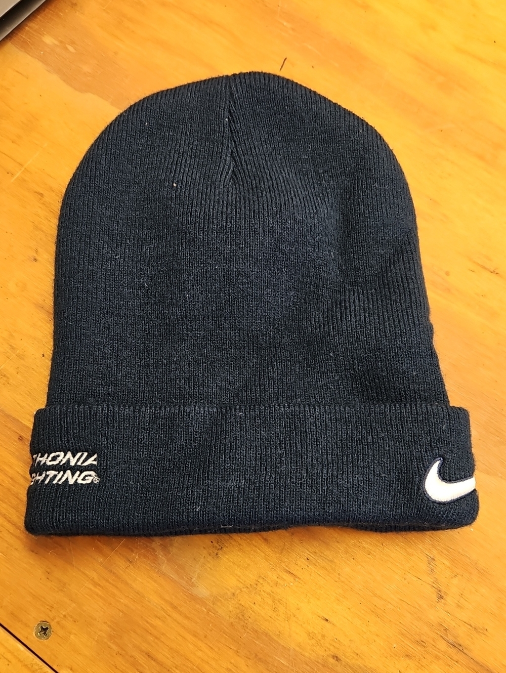 Nike Black Knit Cuffed Beanie with White Swoosh